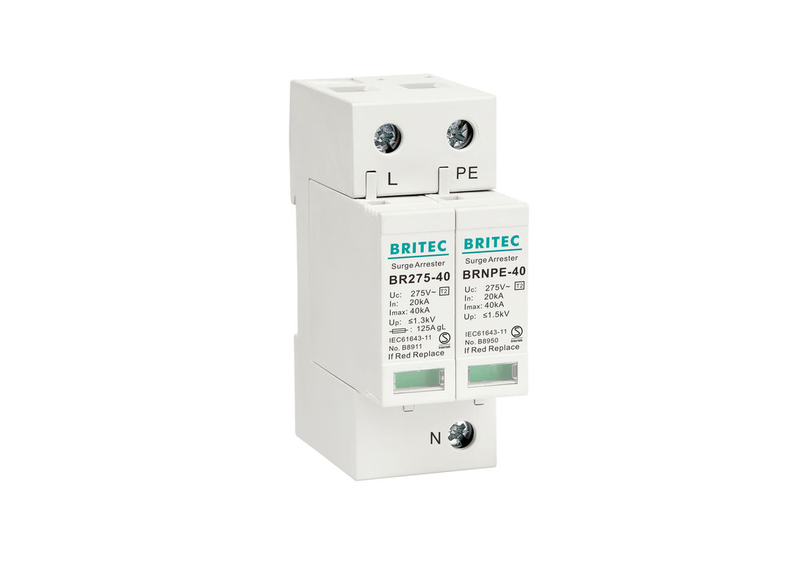 Plastic Single Phase Surge Protection Device , IP 20 Type 2 Surge Protector
