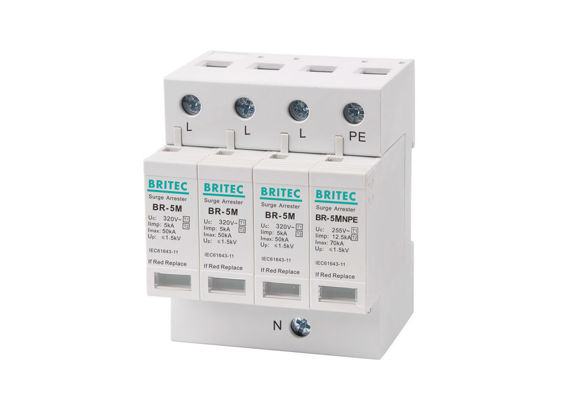 SPD Type 1 And Type 2 Surge Protection Class B+C 5kA 3+NPE