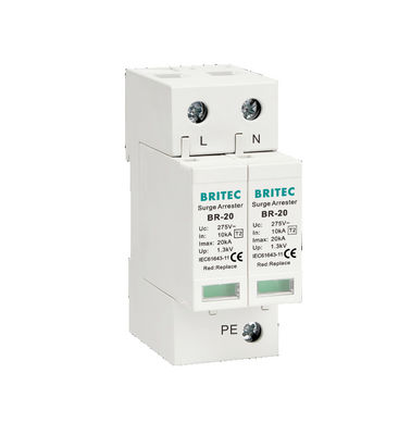BR-20 2P 20kA Type 2 Surge Protective Device Single Phase Spd Lightning Thunder Arrestor  Single Phase AC Power Surge Protective Device