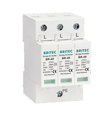 BR-40 3P Three Phase Spd Lightning Arrester Class II Surge Protector 40kA