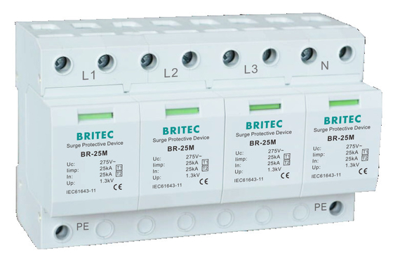 BR-25M 4P Type 1 Surge Protection Device Lightning protection varistor SPD  lightning protection spark aresster