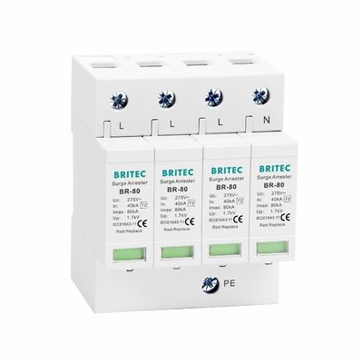 BR-80 4P Type 2 Surge Protection Device SPD 80KA 4P Surge Protector for Lightning Protection