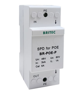 BR-POE-P 48V Data Surge Protector cat 6 POE Power Over Ethernet surge protection device spd spd rj45 poe