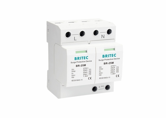 25kA 275V Single Phase 2P Type 1 Class I Surge Arresters With Dry Contact BR-25M 2P