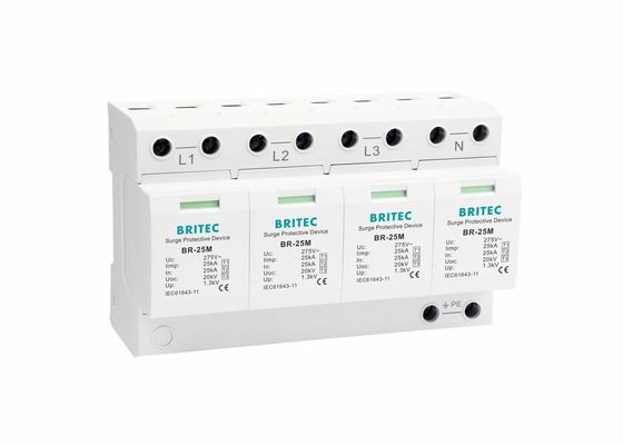 Thunder Arrester 4 Pole Type 1 Surge Protector Thermal Plastic Structure
