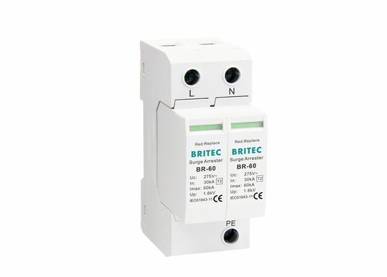 60kA Discharge Current Surge Arrester with Pluggable Module and UL94-V0 Thermoplastic for AC Power Protection