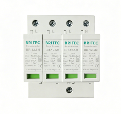 BR-12.5M 320 4P spd t1  lightning surge protector type 1 2 spd 12.5ka lightning strikes  plug-in arrester