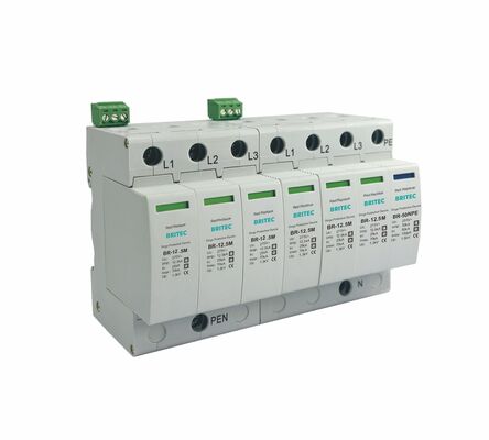 25kA DIN Rail Mount Surge Protector with Thermoplastic UL94-V0 Housing for Robust Surge Protection