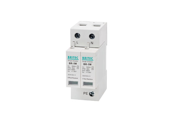 BR-5M 320V 2P Single Phase SPD with 5kA Type 1 + Type 2 Surge Protection Device DIN Rail Mount