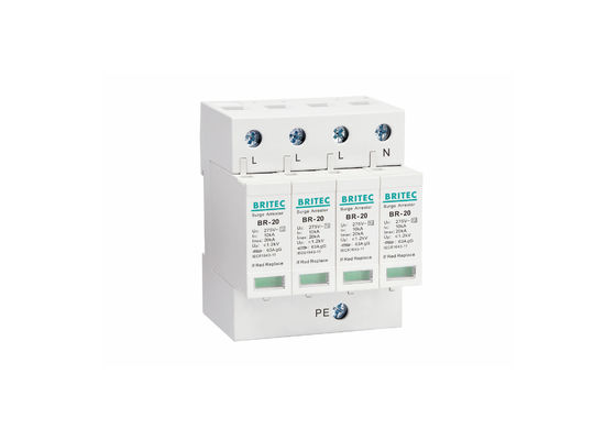 AC Type 2 Three Phase Surge Protector with 20kA Discharge Current and Pluggable Module for Lightning Protection