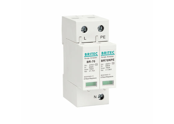 70kA Type 2 Surge Protection Device Thermal Plastic UL94-V0 Pluggable SPD Surge Arrester