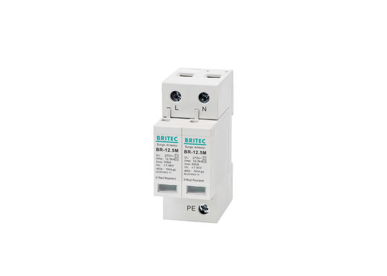 TN System 2 Modules AC Surge Arrestor SPD 12.5 KA 2P L - N - PE Surge Protection Device