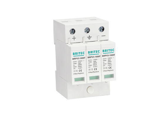 DC Type PV Surge Arrester Thermalplastic  1+2 SPD 3P 5kA Surge Protection Device 1000v