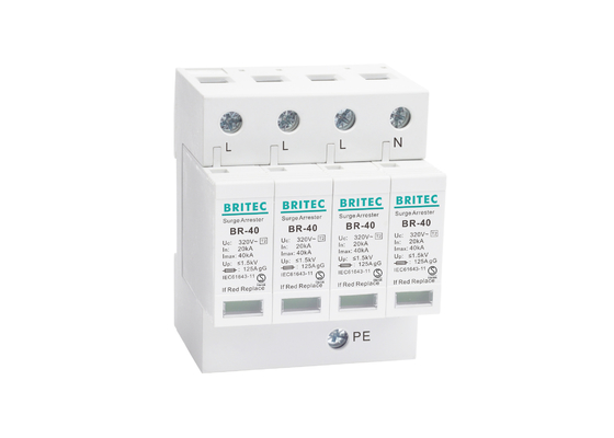 IEC61643 40KA 4 Poles AC Electrical Surge Protector Lightning Protection