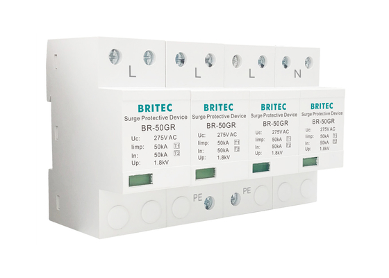 Thermoplastic Spd Surge Protector IP20 4 Pole Lightning Arrester Surge Protection Devices