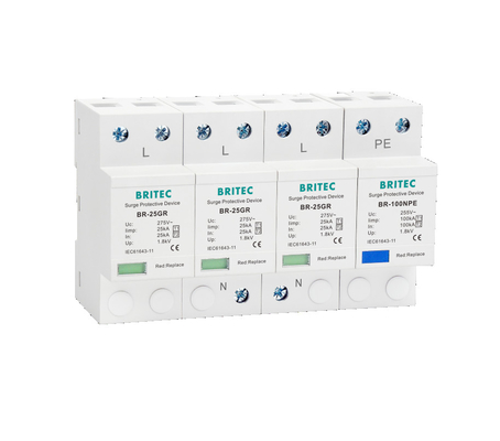 BR-25GR 3+1 25kA Type 1 Surge Protection Device surge Arrester Spd  Lightning arrester tuv ac surge spark aresster