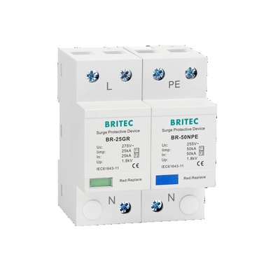 BR-25GR 3+1 25kA Type 1 Surge Protection Device surge Arrester Spd  Lightning arrester tuv ac surge spark aresster
