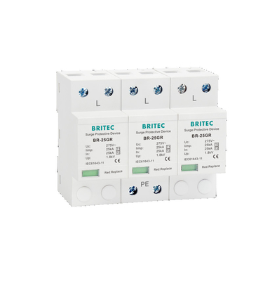 BR-25GR 3+1 25kA Type 1 Surge Protection Device surge Arrester Spd  Lightning arrester tuv ac surge spark aresster