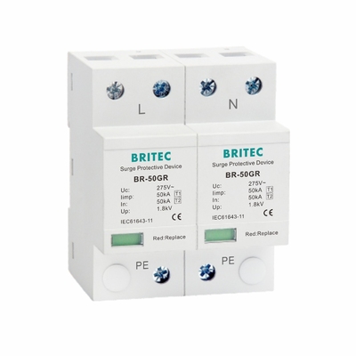 Class I Power Surge Arrester 10/350μs 50KA Single Phase 150V / 275V / 320V