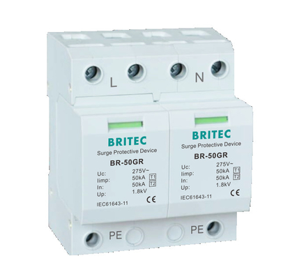 TUV BR-50GR 5kA Surge Protection Devices 3 Phase Spd type 1 Lightning Arrester Transient Voltage Surge Suppression
