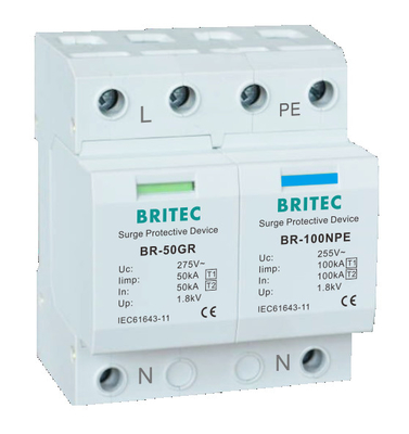 TUV BR-50GR 5kA Surge Protection Devices 3 Phase Spd type 1 Lightning Arrester Transient Voltage Surge Suppression