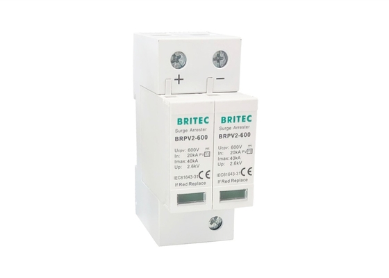 CE TUV Solar PV Surge Arrester Protection Device 40KA 2Pole 2P DC 600V