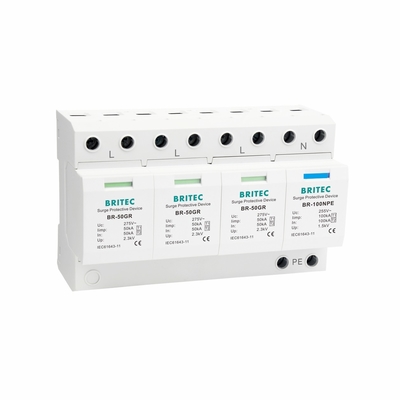 BR-50GR 4P Ac Lighting protection China type 1 surge protection device  Spd Surge Filter spd t1 t2