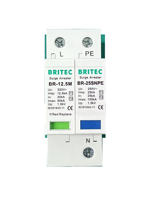 BR-12.5M 1+1 50kA DIN Rail Surge Protection Device  Lightning Protection TUV Approval  spd