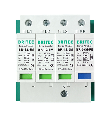 BR-12.5M 1+1 50kA DIN Rail Surge Protection Device  Lightning Protection TUV Approval  spd