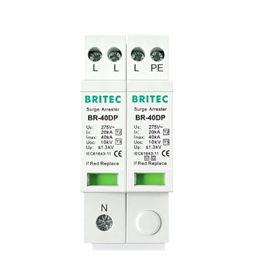 BRITEC BR-40DP 275 3+1P Type 2 Surge Protection china surge arrester factory ac lightning arrester