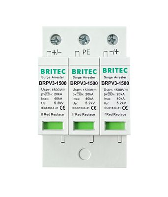 BRPV3-1500 Type 2 Surge Arrester Solar System Protection 1500V DC PV  Surge Protector Spd