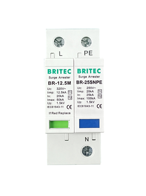BR-12.5M 1+1 50kA DIN Rail Surge Protection Device  Lightning Protection TUV Approval  spd