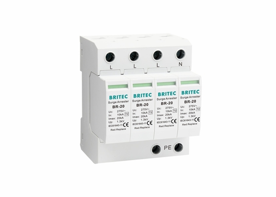 AC 4P Type 2 20kA Lightning Protector Whole House SPD Surge Protection Device