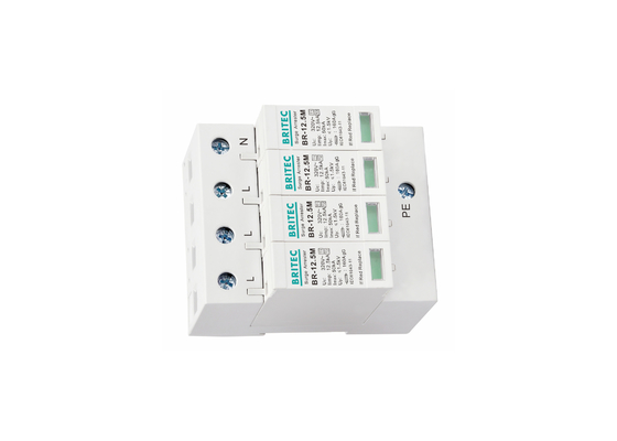 12.5kA Type 1+2 320V 4P Household Surge Protector Lightning Protection