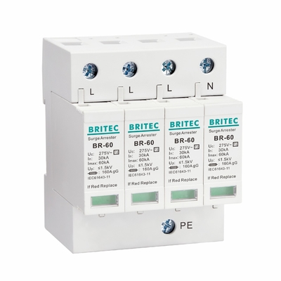 BR275-60 4P 60kA Type 2 Surge Protector TUV AC Surge Protective Device 275v lightning surge protector