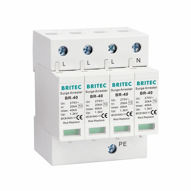 BR-40 4P 4 Pole Type 2 Surge Protection Device For 3 Phase High Performance Varistor