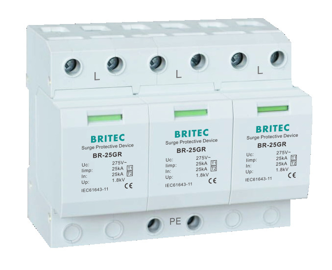 BRITEC Spd Surge Protector BR25GR 3P 25kA Three Phase Type 1 2 class 1
