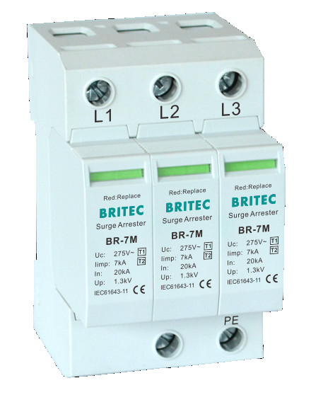 BR-7M 3P T1+T2 Surge Arrester B+C Lightening Protector spd thunder protection device