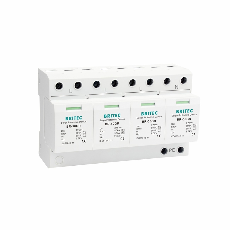 BR-50GR 4P Ac Lighting protection China type 1 surge protection device  Spd Surge Filter spd t1 t2