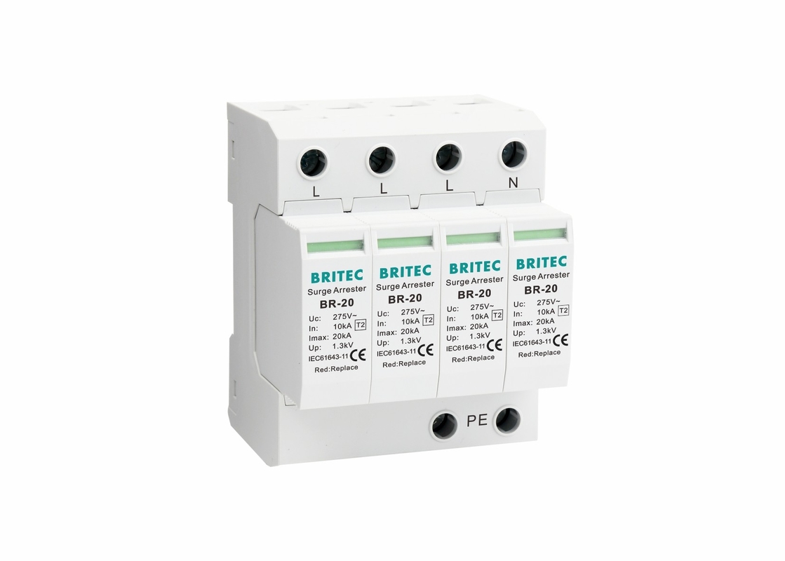 AC 4P Type 2 20kA Lightning Protector Whole House SPD Surge Protection Device