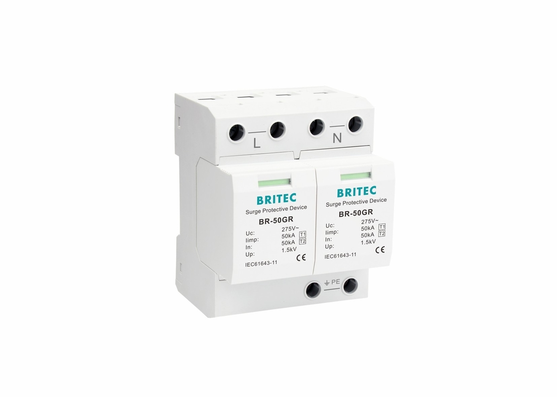 Type 1 Lighting Arrestor 2P 50kA Surge Protection Devices Low Voltage Class I