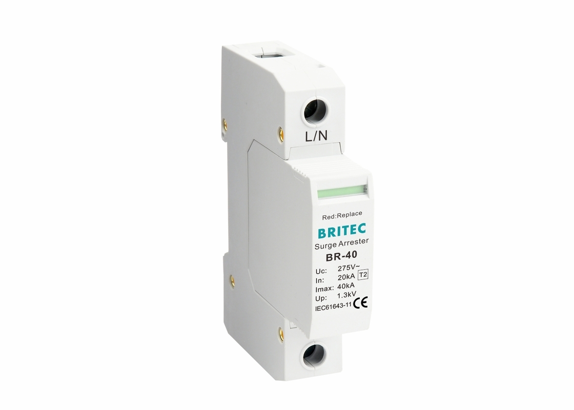EN61643-11 40kA Type 2 Surge Protection Device 35mm Din Rail Lightning Protector