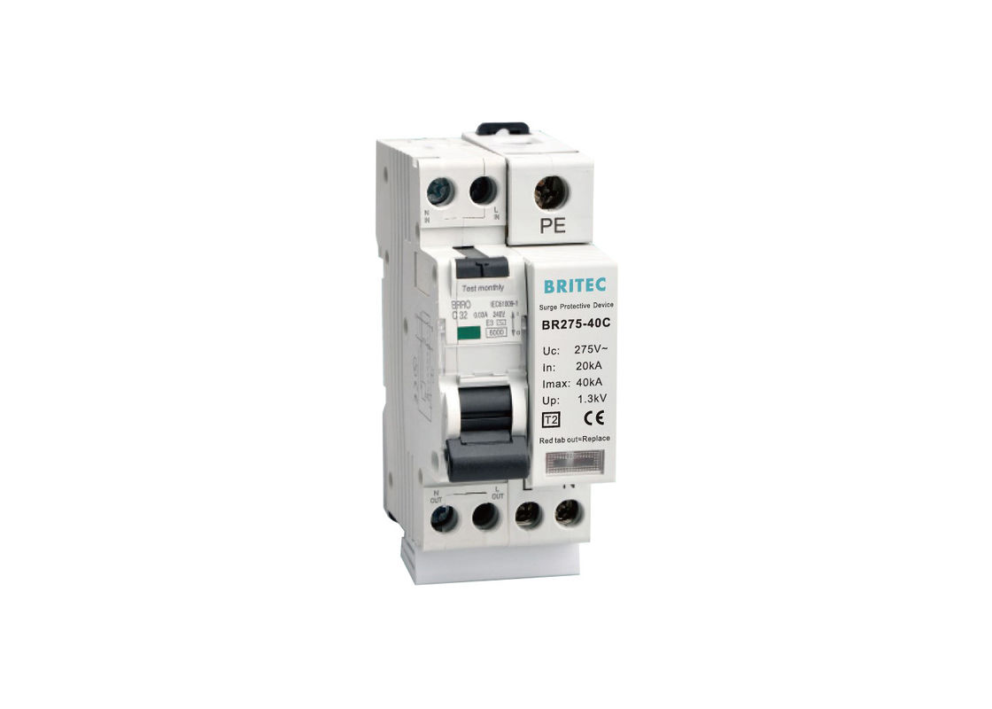 Stable Class II SPD Surge Arrester Combined With RCBO For 35mm Din Rail