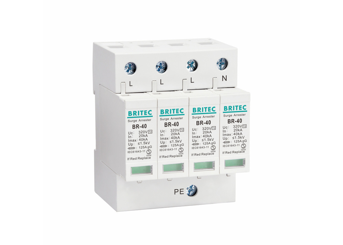 SPD T2 320V 4P 40KA Type 2 Surge Protector Lightning Protection