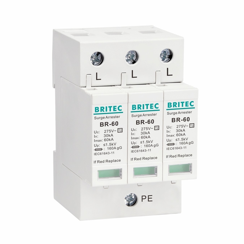 BR385-60 3P Class II SPD 60kA Type 2 Surge Protection Device tuv ac surge arrester lightning protection SPD