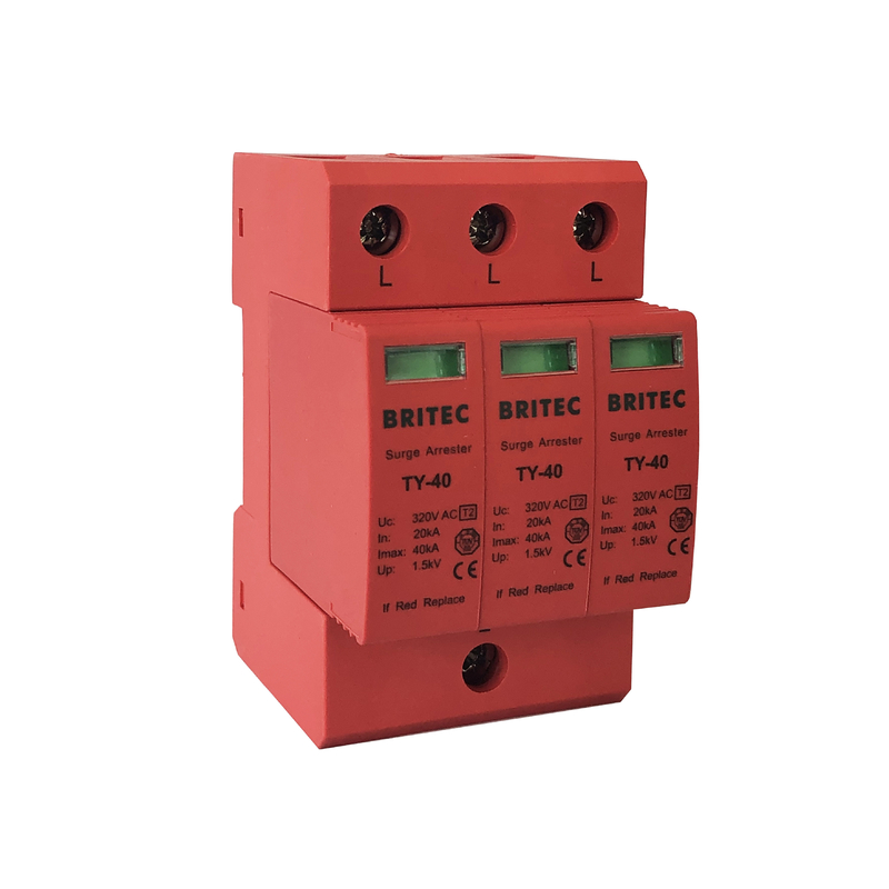 40kA Three Phase Electrical Equipment Class C Surge Protection Device Low Residual Voltage