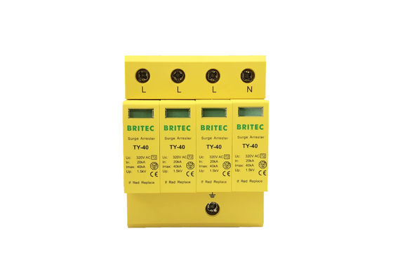 4P 40KA AC Lightning Protection 3 phase Arrester Surge Protector Class C IP20