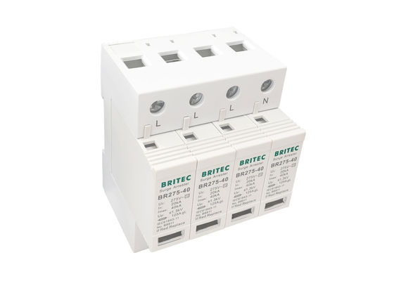 AC 275V SPD Power Surge Protection Device with 40KA Maximum Discharge Current and 4 Poles Mechanical Visual Indicator