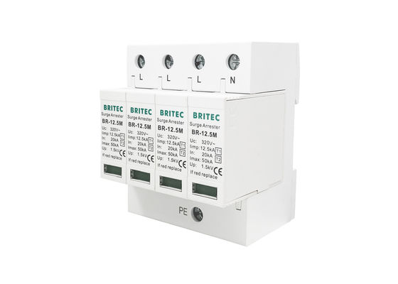 Type 1+2 Surge Protector Against Lightning AC Power 4 Pole Surge Suppressor