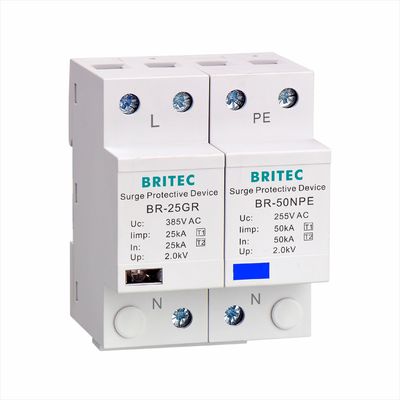 BRITEC BR-50GR 275 2P Spd 50kA Type 1 Surge Protection Device Ac Din Rail Surge Arrester thunder protector